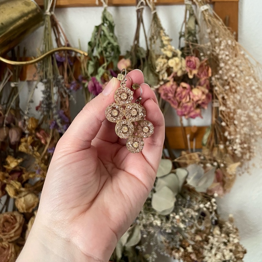 Blush & gold chandelier earrings